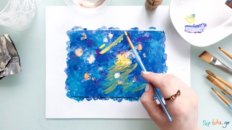 diy art with yellow strokes