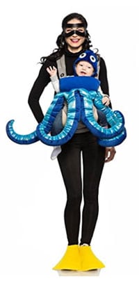 baby matching Halloween costume ideas diver snorkeler octopus carrier