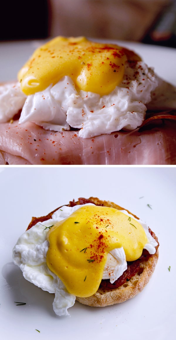 Poached eggs with paprika and hollandaise sauce