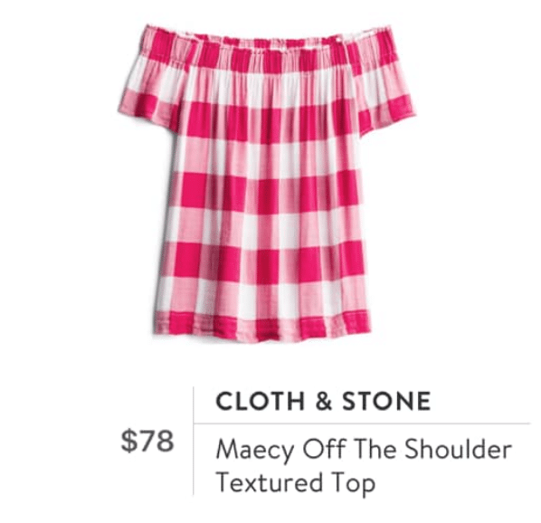 off the shoulder plaid blouse by Cloth & Stone