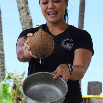 drain out the coconut water before opening a coconut step by step