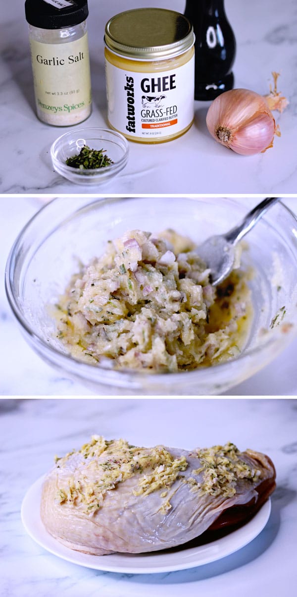 Sous-vide-turkey-breast-prep-the-turkey-seasoning-with-fatworks-ghee-garlic-shallots-parsley
