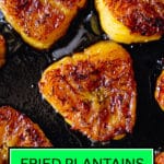 fried sweet plantain slices in a pan