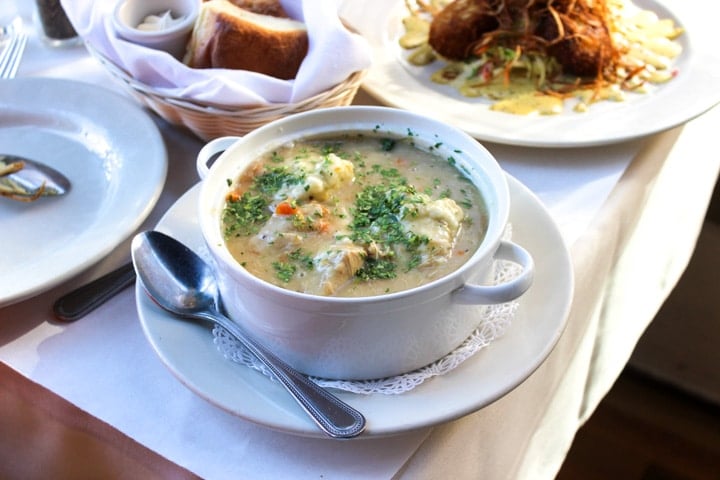 Mother’s Bistro chicken and dumplings on the lunch menu