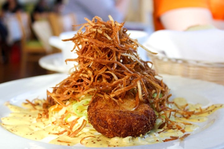 Mother’s Bistro crab cakes on the lunch menu