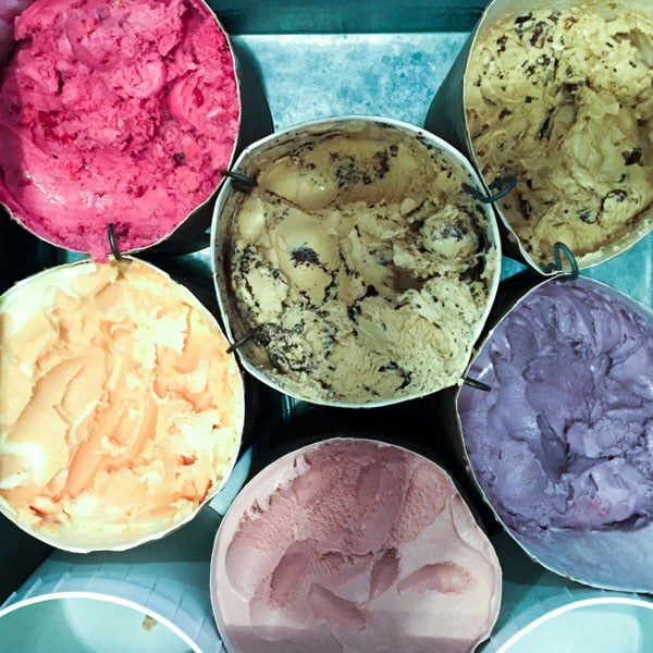 large Salt and Straw ice cream buckets full of fresh ingredient ice cream