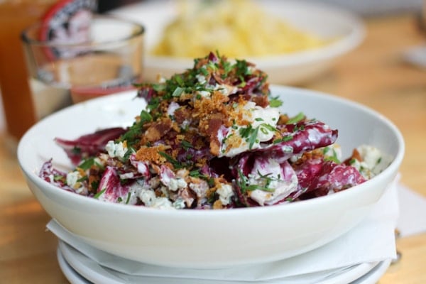 portland's grassa radicchio salad with bacon and bleu cheese