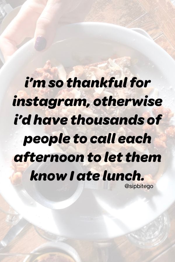 funny food selfie quote for instagram