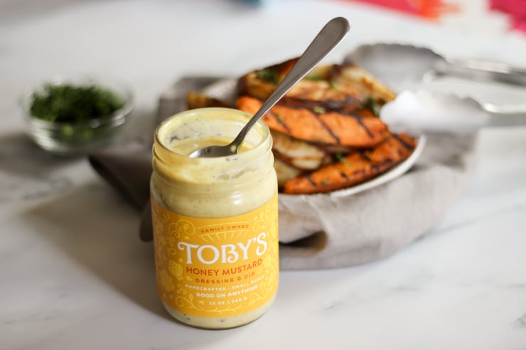 toby's honey mustard dressing with sweet potatoes