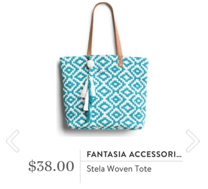 Stitch Fix Fantasia Accessories - Stela Woven Tote in teal and white