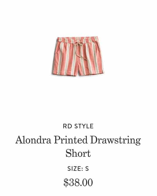 Summer Stitch Fix Outfits Review RD Style Alondra Printed Drawstring Shorts in Peach and Beige