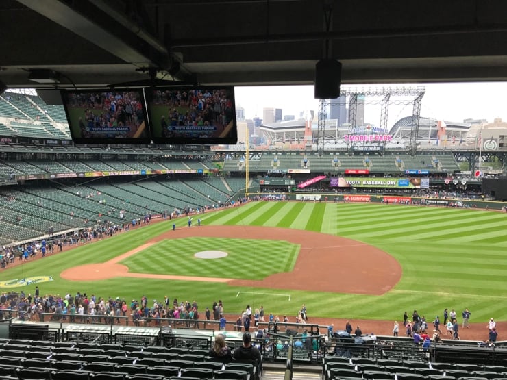 terrace club level seats at Seattle Mariners game with a baby