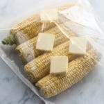 sous vide corn on the cob in a foodsaver bag with butter