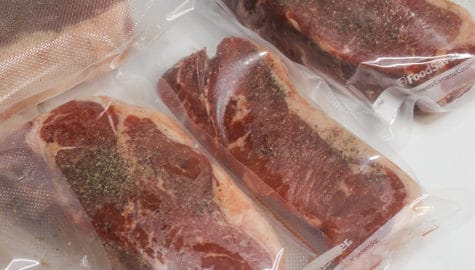 Sous Vide Frozen Steak in vacuum seal bags