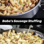 babe's chorizo sausage stuffing pinterest pin