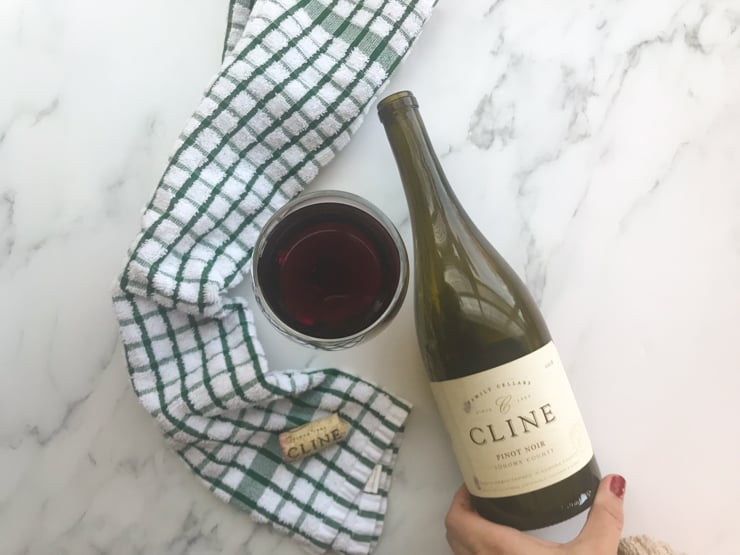 pouring a pinot noir cliff wine for self care sunday