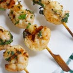 sous vide shrimp kebabs on a plate