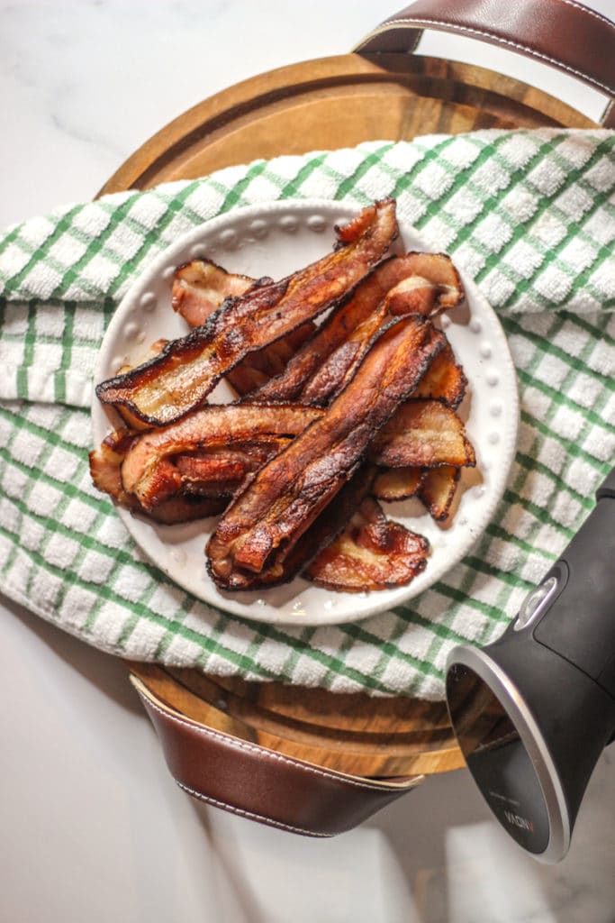 one ingredient "overnight sous vide bacon" on a brunch table