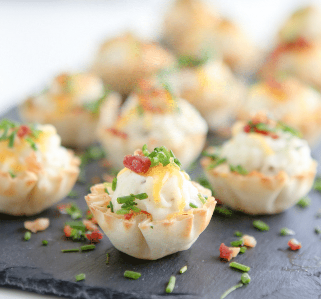 Loaded Potato Bites appetizer for steak dinner