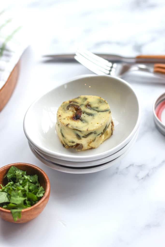 plating egg bites sous vide style in ramekins