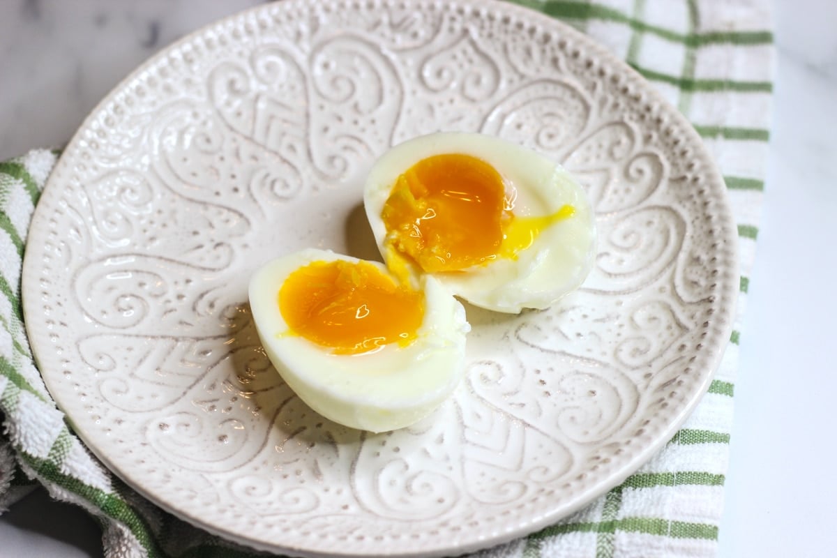 soft boiled egg sous vide cooked for 9 minutes