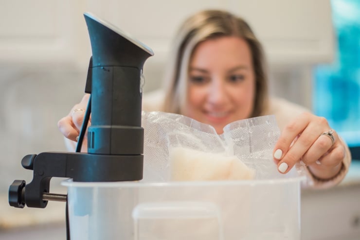 sous vide cookbook author jenna passaro with a sous vide water bath