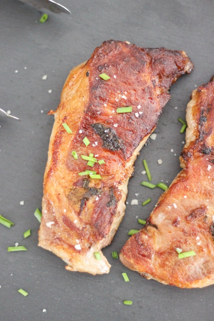 Sous Vide Boneless Pork Chops cooked from frozen