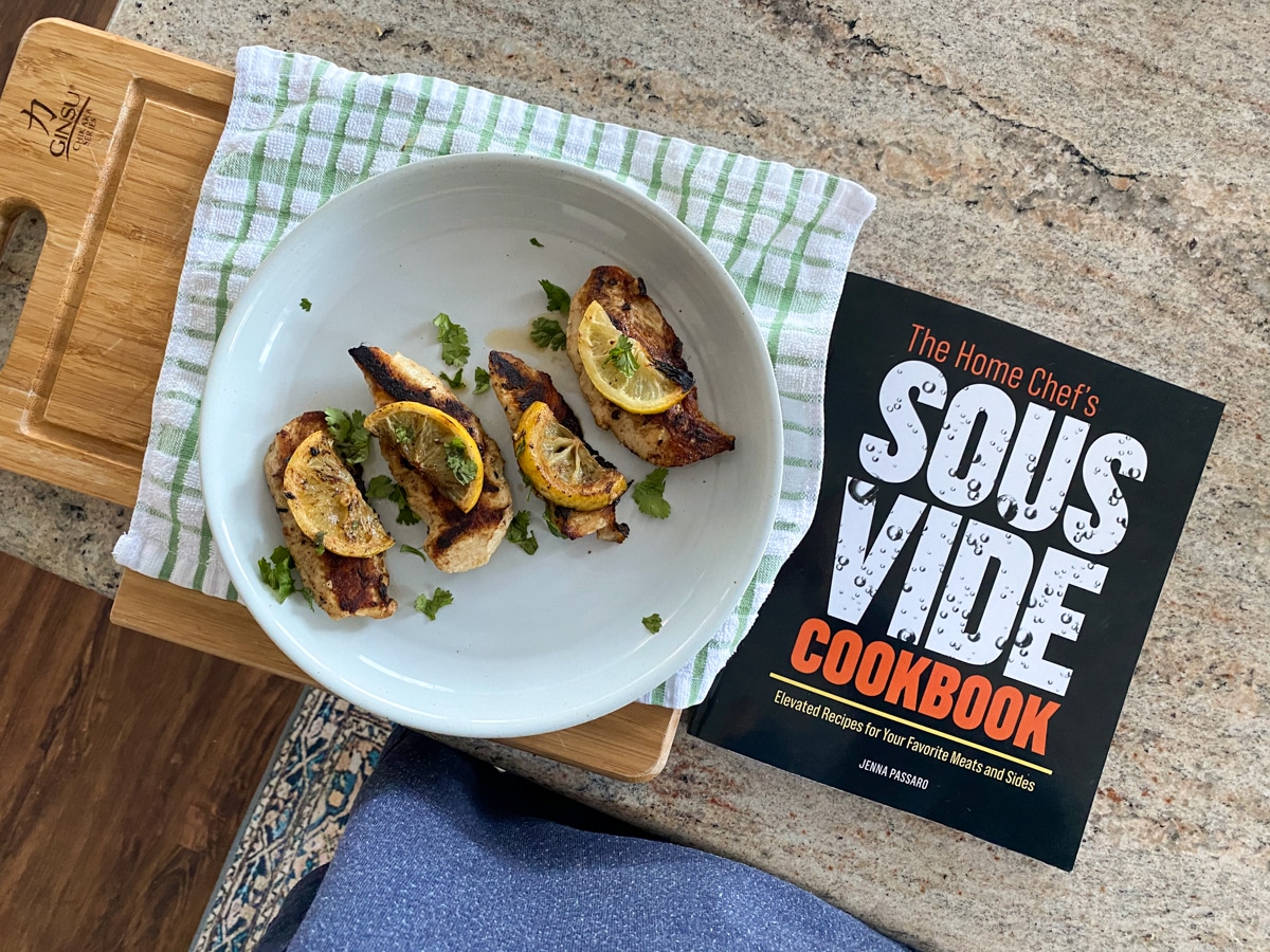 The Home Chef's Sous Vide Cookbook by Author Jenna Passaro with sous vide chicken