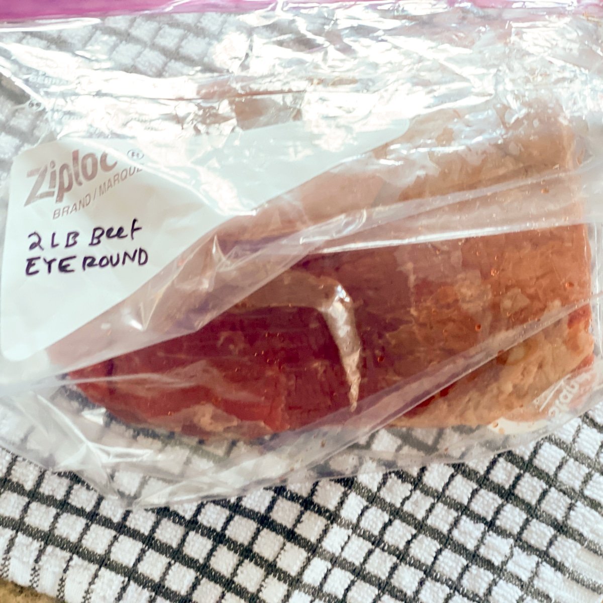 frozen meat in a ziplock bag ready to sous vide