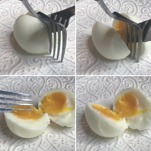 sous vide soft boiled egg cut in half