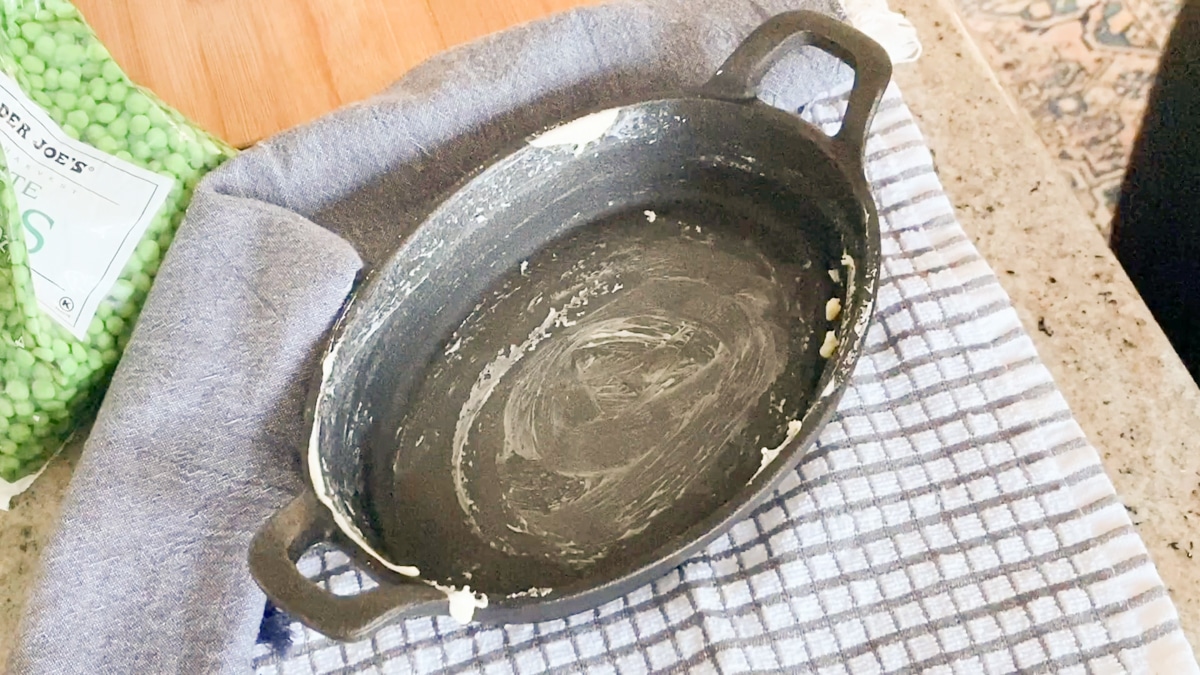 greased cast iron dish