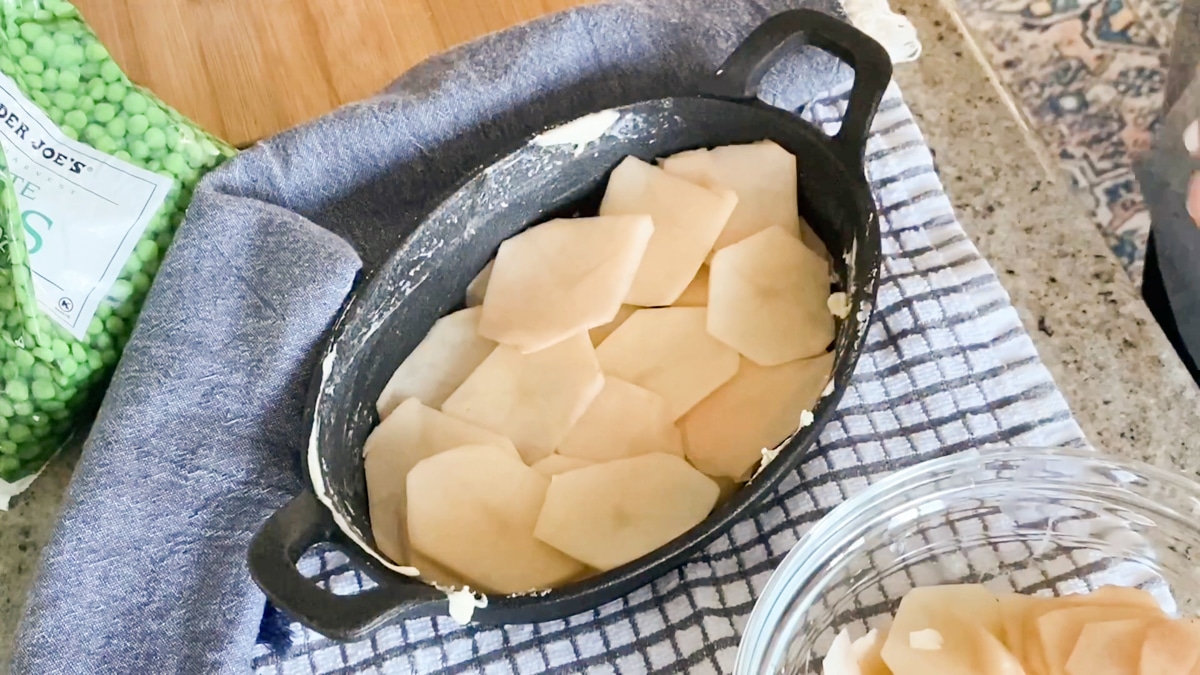 scalloped potatoes in a casserole dish