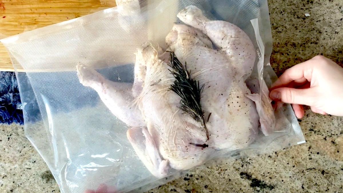 Adding a whole chicken to a vacuum sealed bag