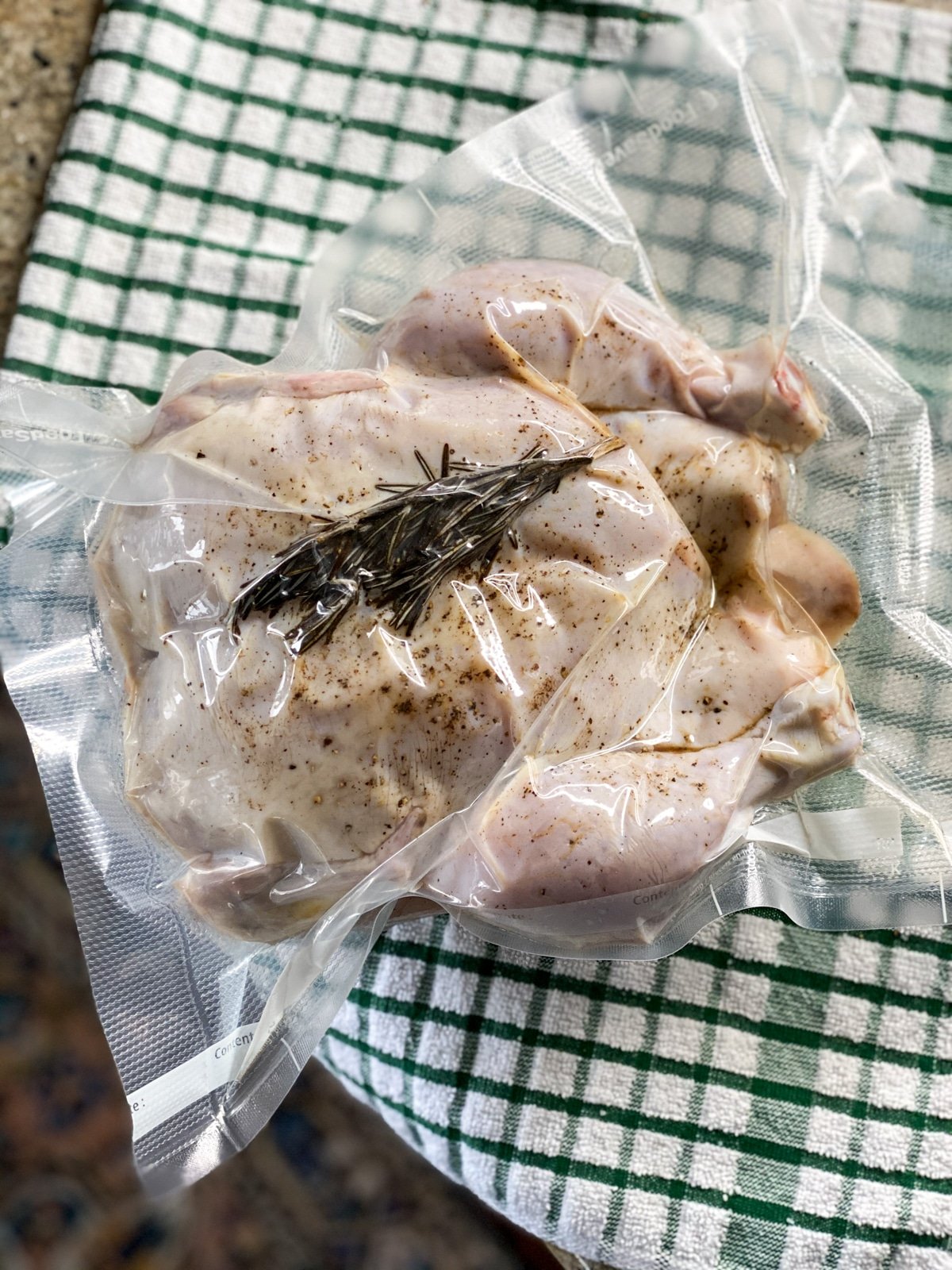 vacuum sealed whole chicken for sous vide cooking