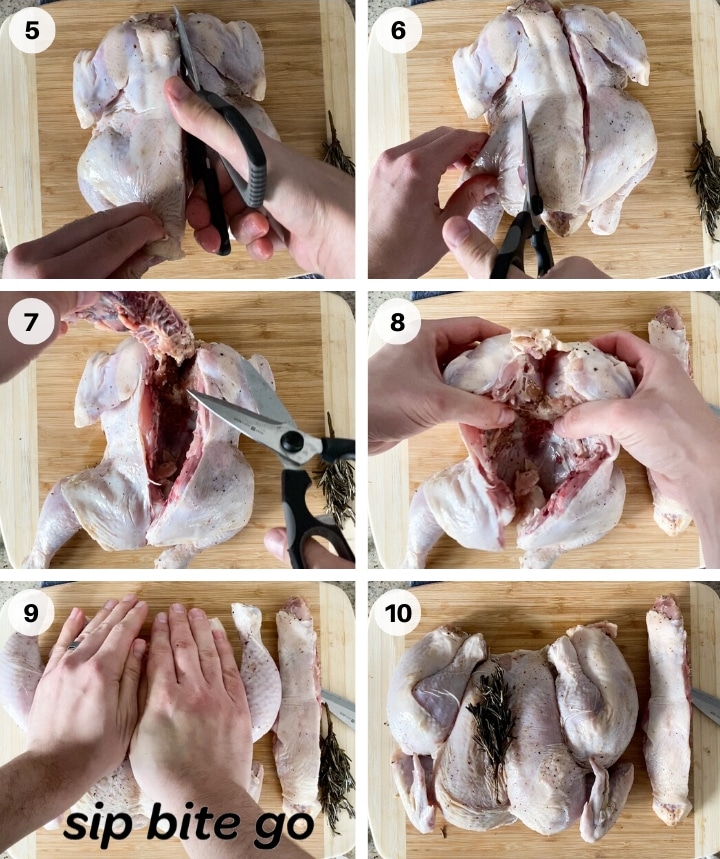 sous vide whole chicken spatchcocking step by step for vacuum sealing