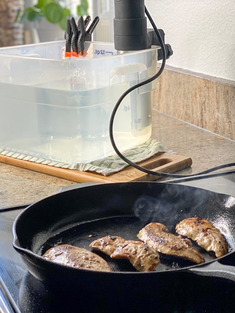 searing sous vide chicken after cooking