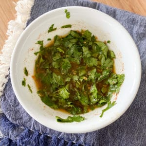 simple cilantro lime dressing in a bowl