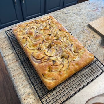 Focaccia Bread Topped With Red Onion