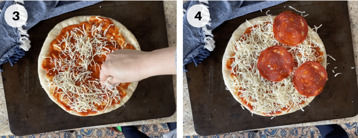 steps to making frozen pizza with mozzarella cheese and chorizo