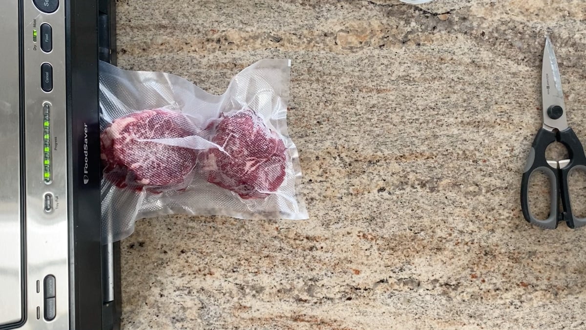 vacuum sealing filet steaks