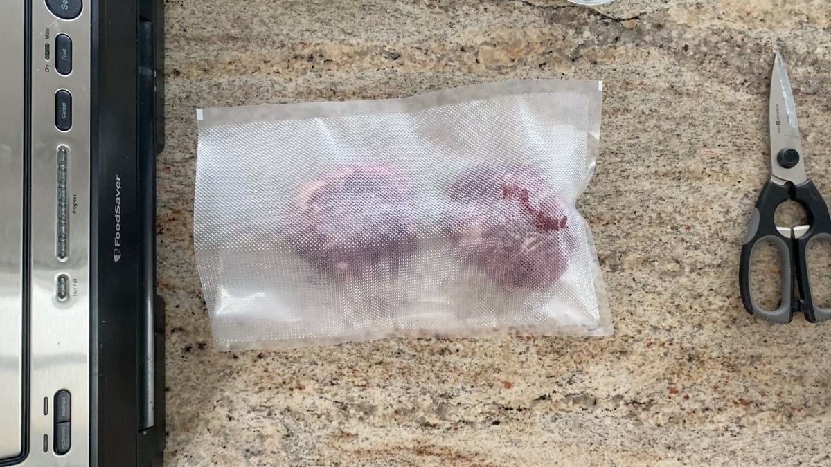 steaks in vacuum seal bag