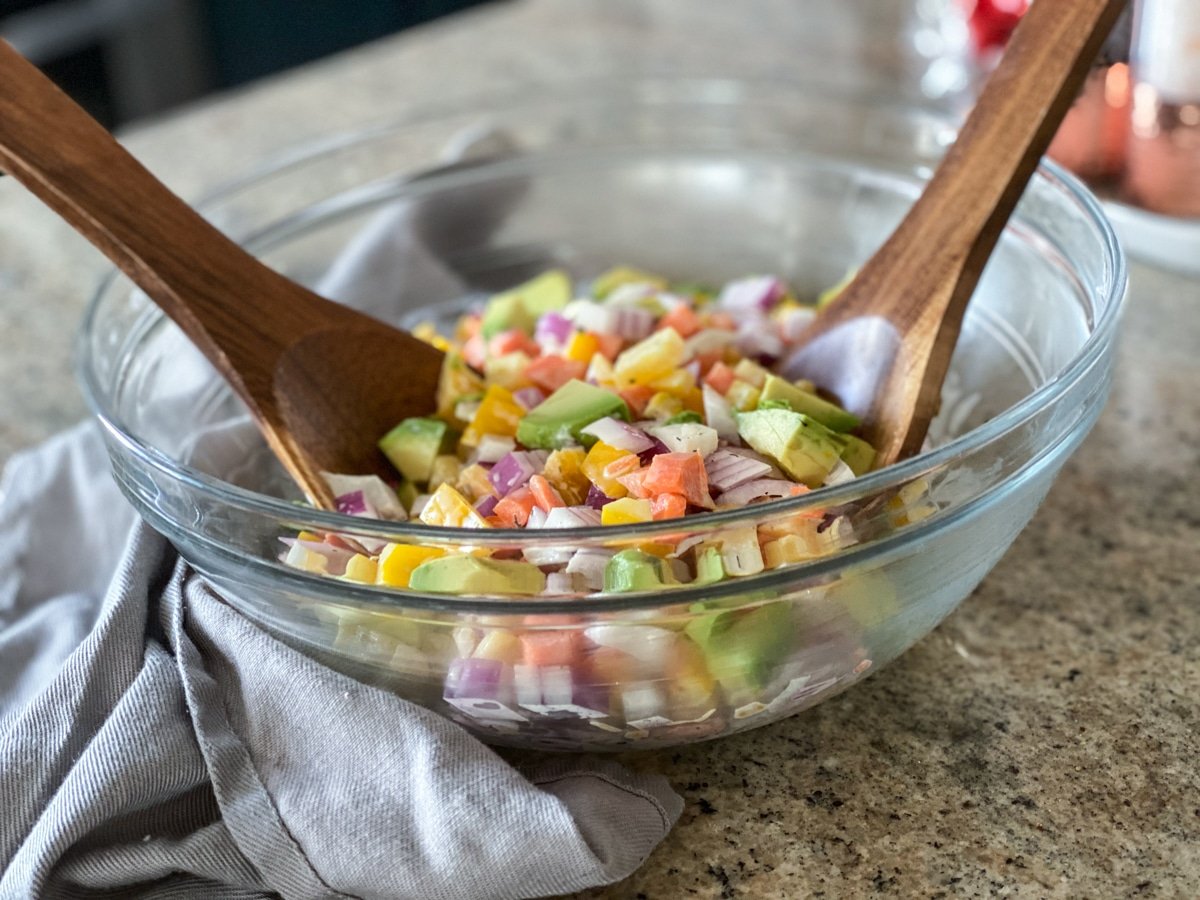 side salad for dinner with tongs