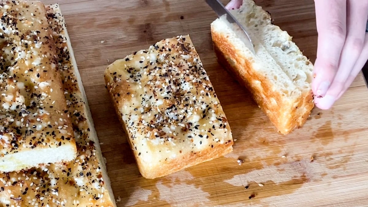 seeded focaccia bread for sandwiches