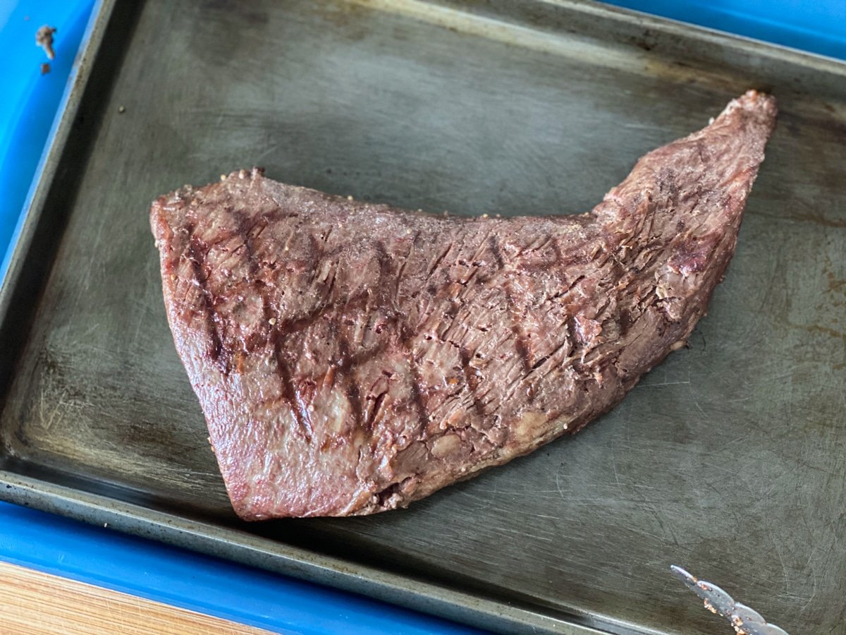 sous vide tri tip with grill marks