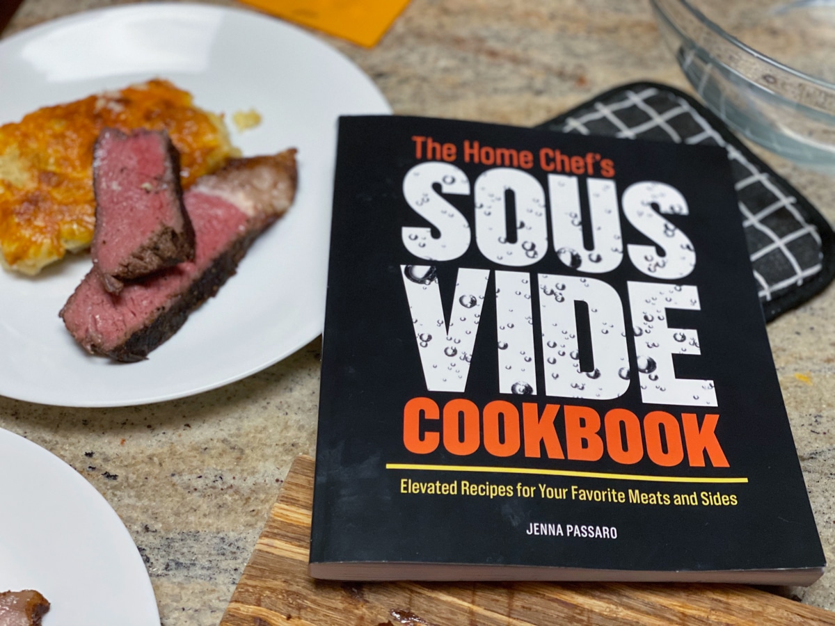The Home Chef's Sous Vide Cookbook and sous vide NY strip steak