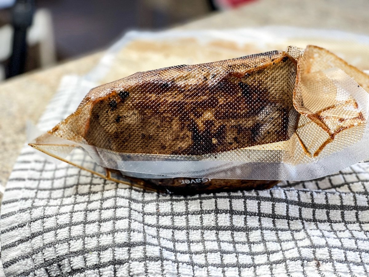 sous vide cooked beef in vacuum sealed bags