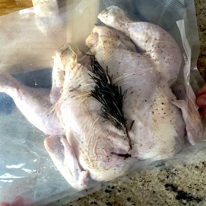 sous vide chicken in a vacuum seal bag