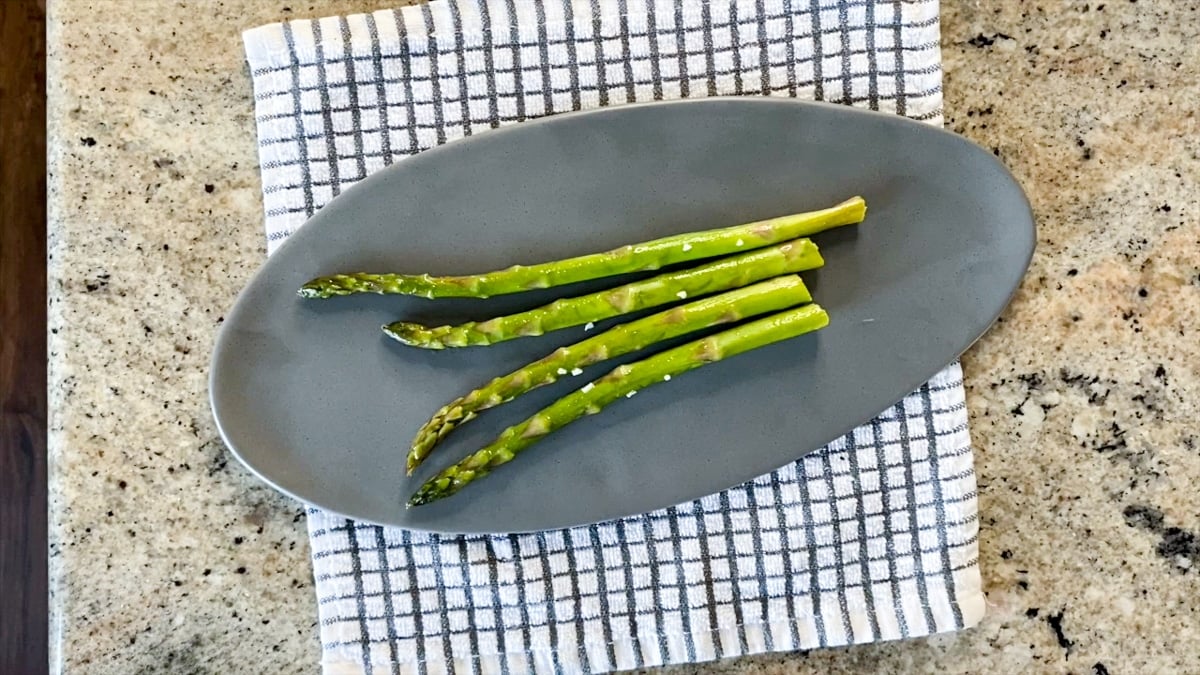 prepping frozen asparagus blanched first