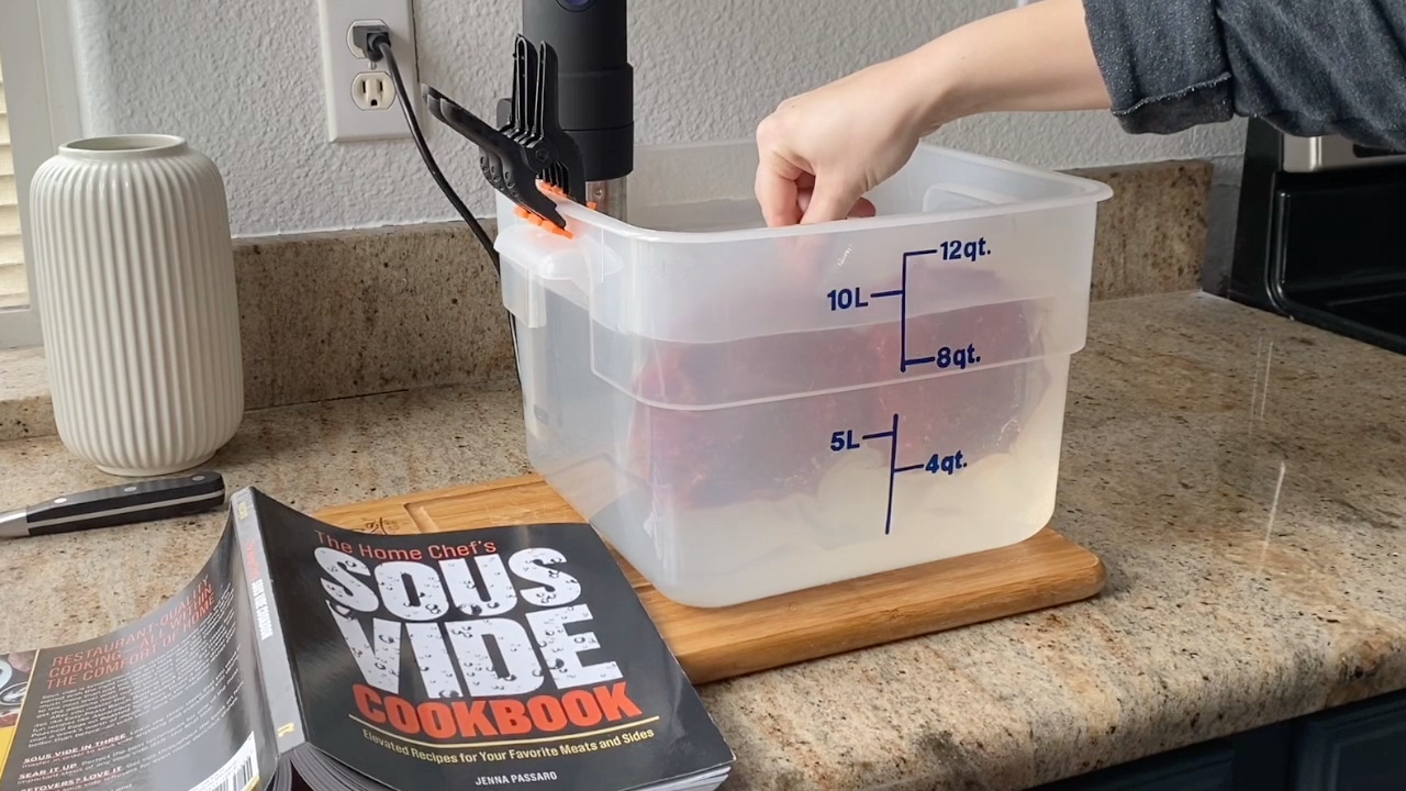 making a sous vide burgers recipe with the home chef's sous vide cookbook and anova sous vide machine