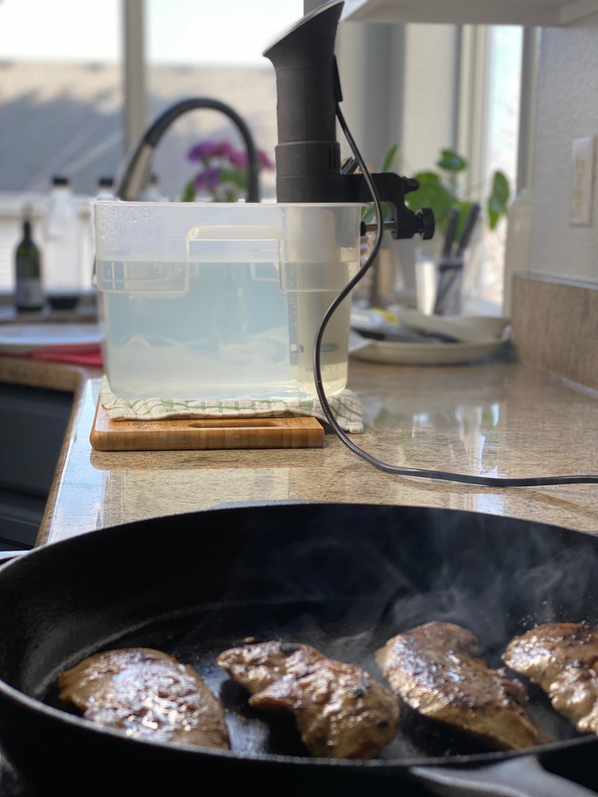 finishing chicken in a cast iron skillet